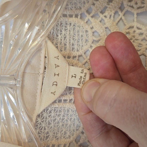 ADIVA, Blouse, Top, Shirt, Lg, Elegant, Cream, Ivory, Lace, Button cuffs, Pleats - Picture 3 of 13